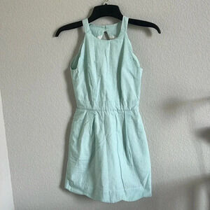 Lauren & James Green & White Striped Seersucker Dress Scalloped Bottom